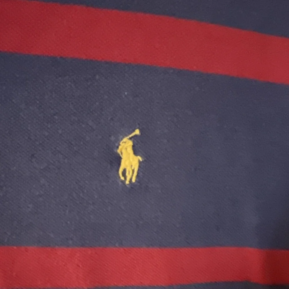 Polo Ralph Lauren Polo Shirt‎ Men's L Blue/Red Striped Cotton Embroidered Logo